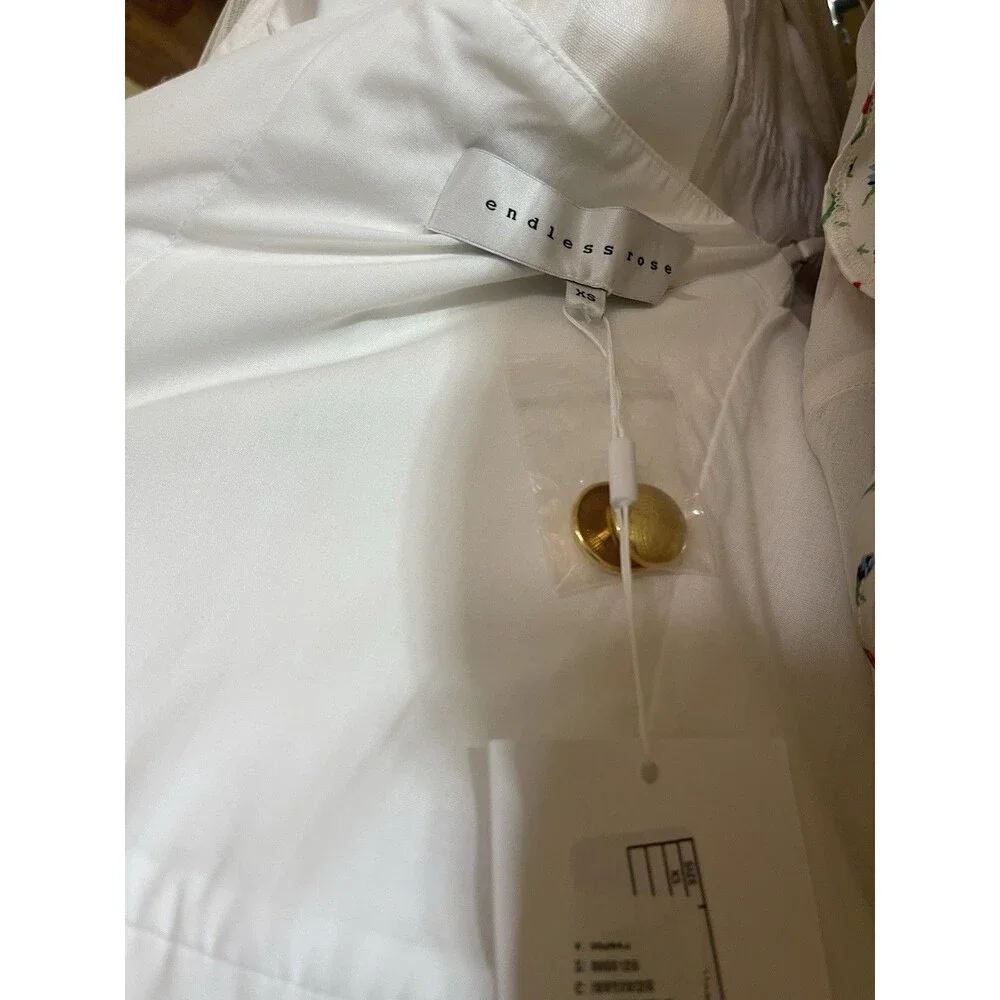 Anthropologie Endless Rose Midi Dress White Linen Sleeveless V Neck Size XS NWT
